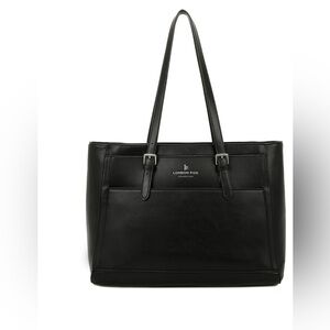 London Fog Women's Jermyn Smooth Double Handle Tote, Black